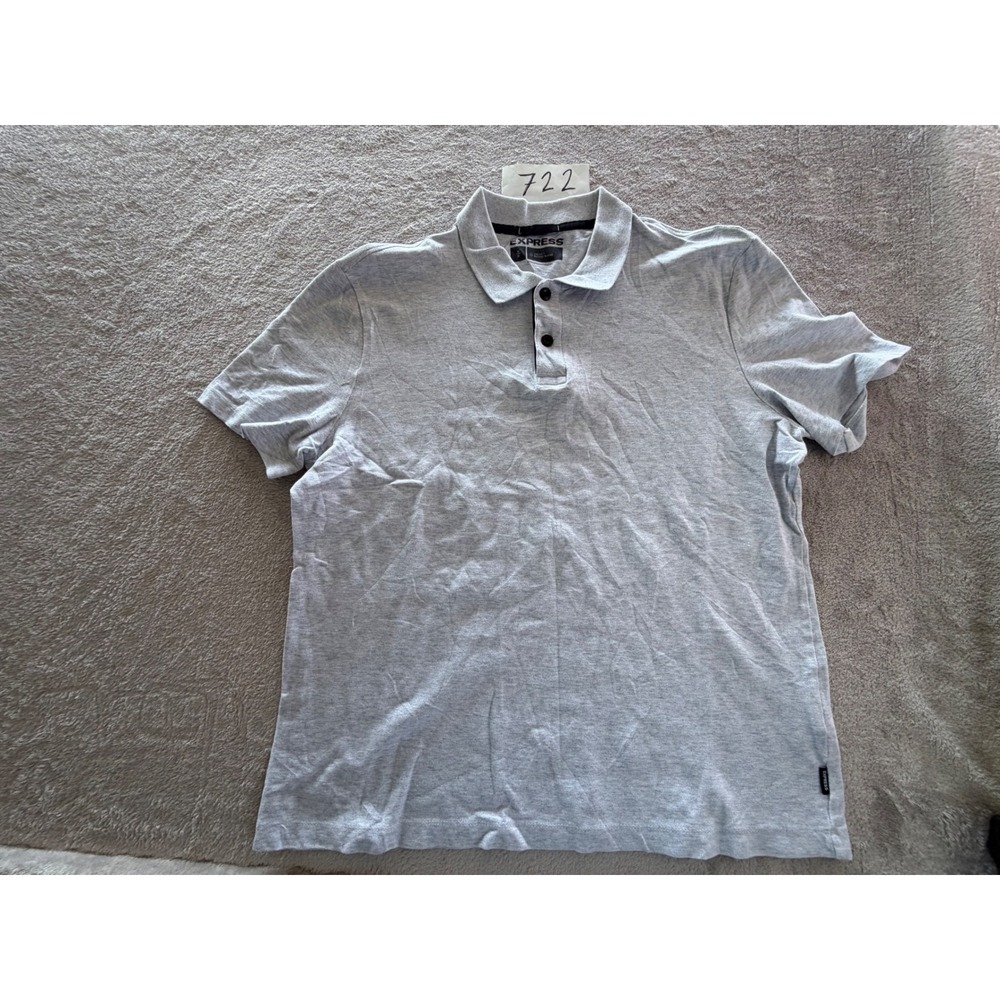 Express Polo Shirt Mens Medium Gray Stretch Moisture Wicking Short Slv